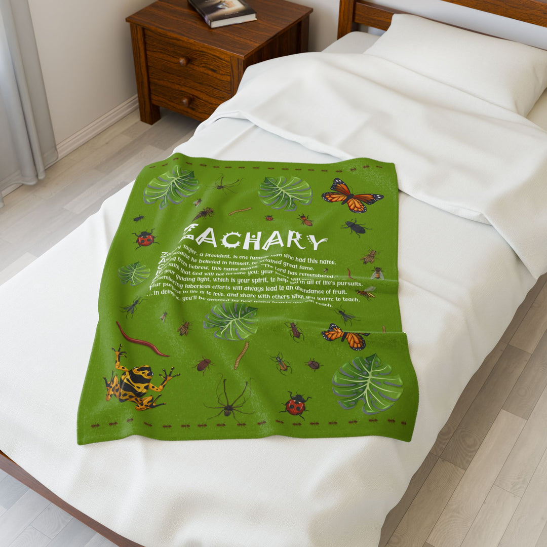 Namesakes Acrostic Poem Velveteen Plush Blanket - Bug Design
