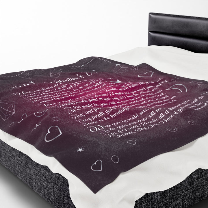 "Happy Valentine's Day" Acrostic Poem Velveteen Plush Blanket - Hearts-Stars