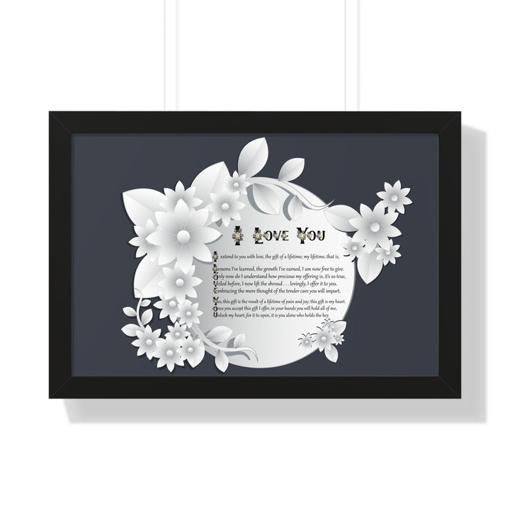 It's Just a Phrase "I Love You" Framed Acrostic Poem Print- Floral
