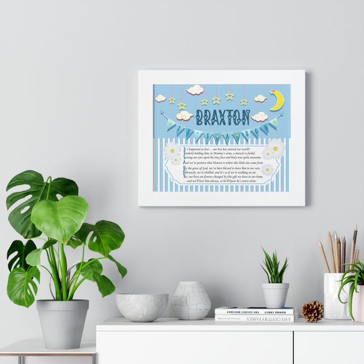 Baby Steps "It's a Boy" Framed Print Collection - Blue Stripes - Personalized
