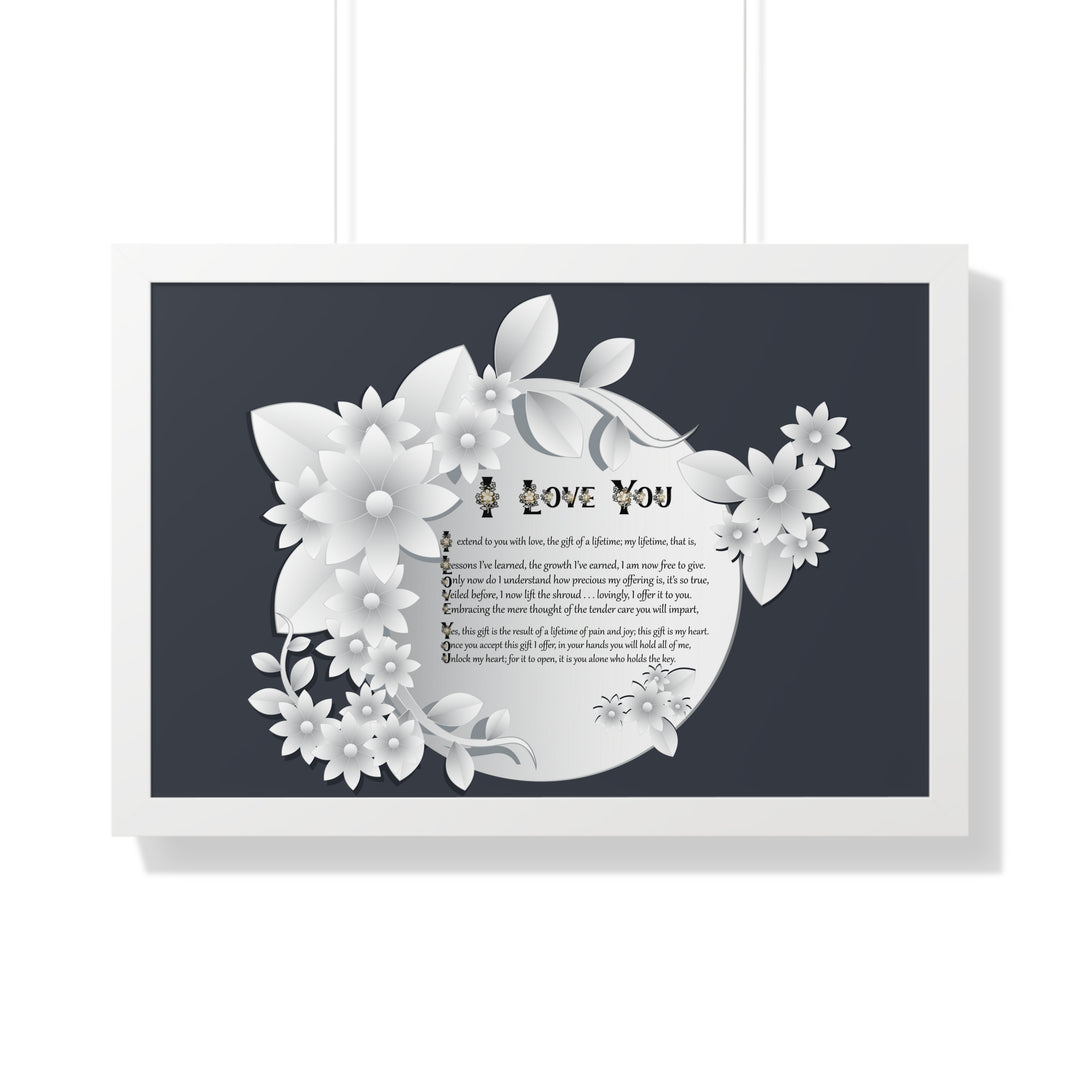 It's Just a Phrase "I Love You" Framed Acrostic Poem Print- Floral