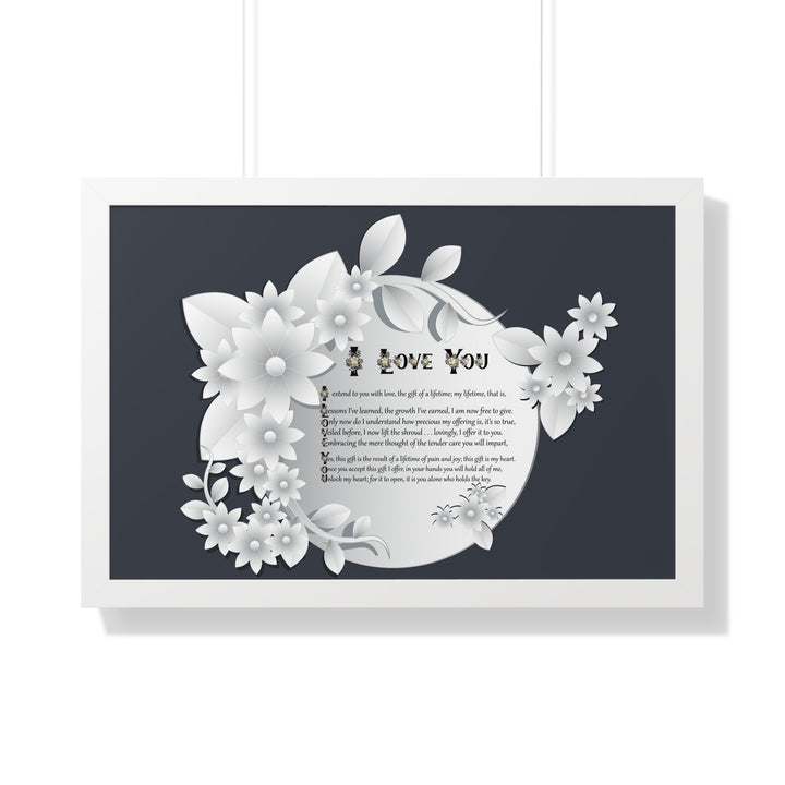 It's Just a Phrase "I Love You" Framed Acrostic Poem Print- Floral