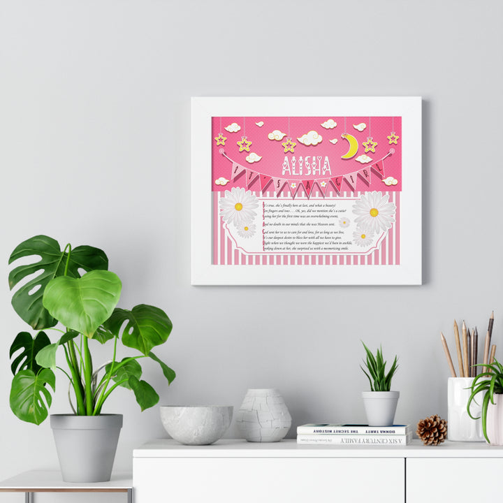Baby Steps Framed Print Collection - Pink Stripes - "It's a Girl" Personalized
