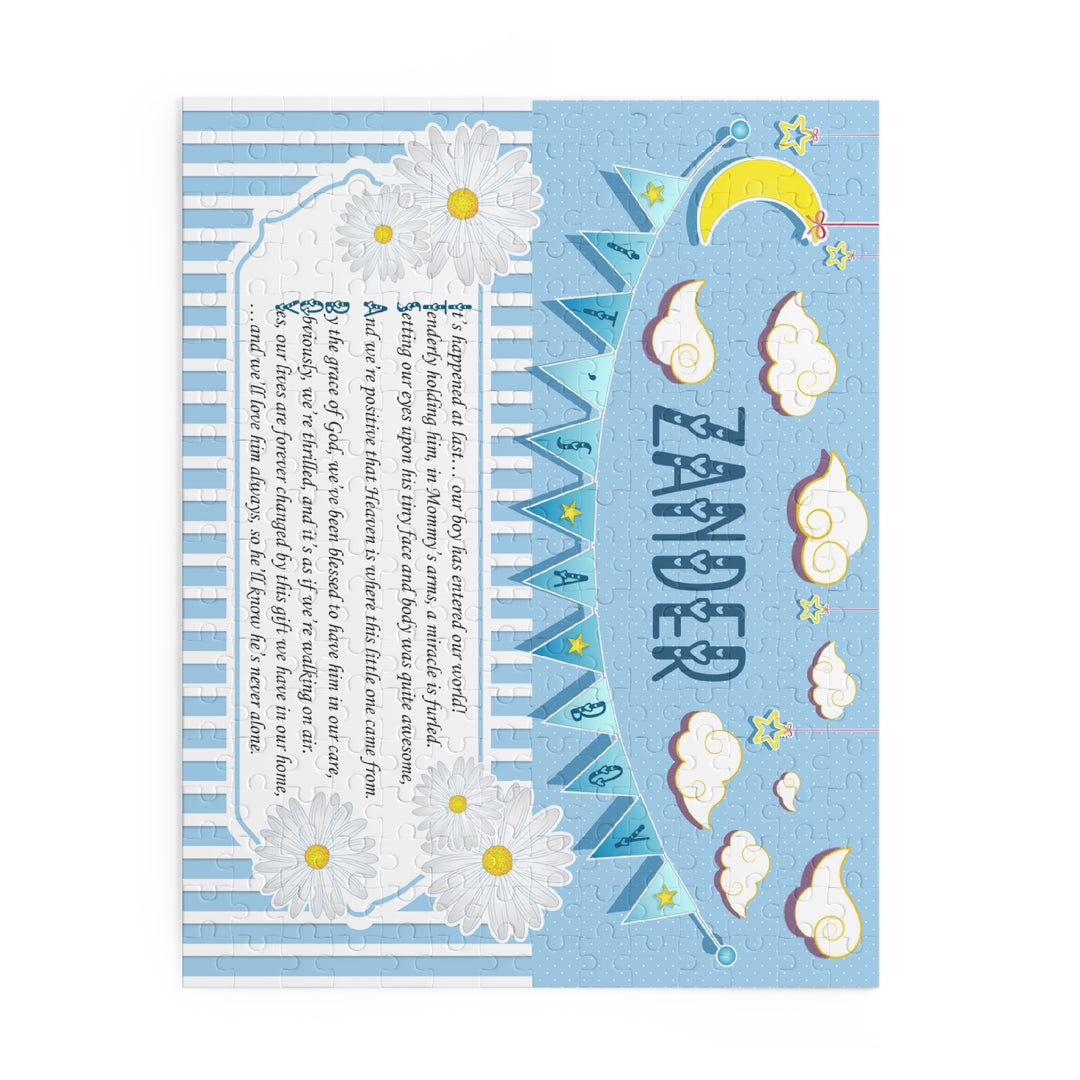 It's a Boy Acrostic Poem Puzzle - Blue-White Stripes Personalized