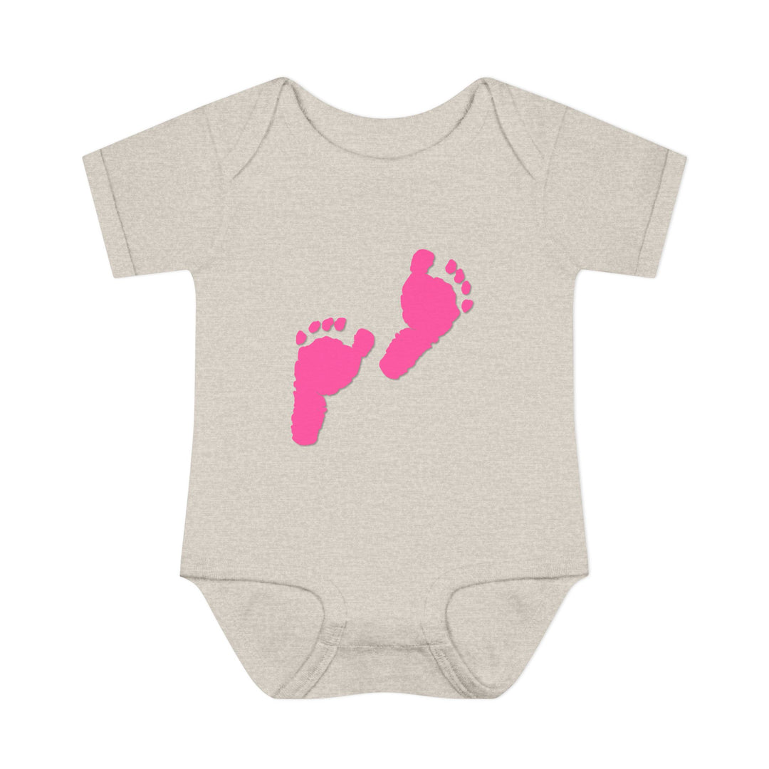 Baby Steps "Baby Feet" Acrostic Poem Bodysuit - Pink Footprints