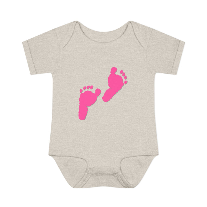 Baby Steps "Baby Feet" Acrostic Poem Bodysuit - Pink Footprints