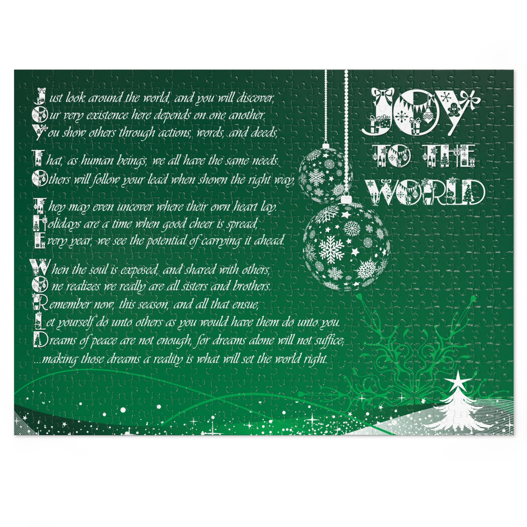 Joy to the World Acrostic Poem Puzzle - Ornaments-Green- Tin Box