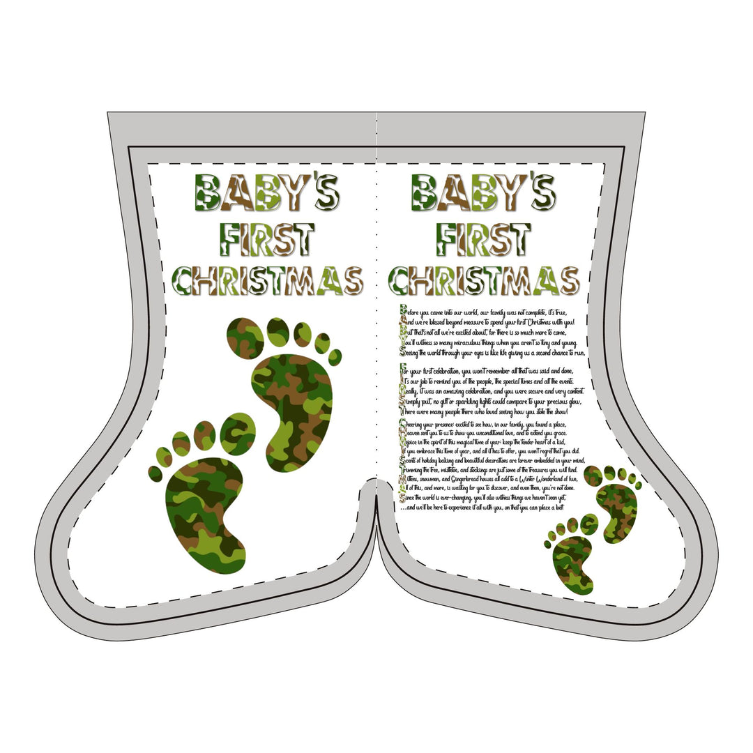 "Baby's First Christmas" Acrostic Poem Christmas Sock - No Personalization - Camo