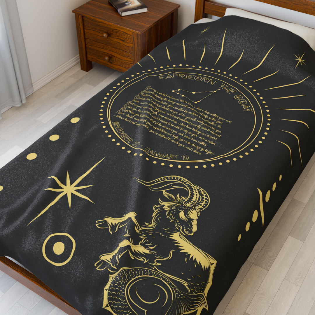 Capricorn Acrostic Poem Velveteen Blanket