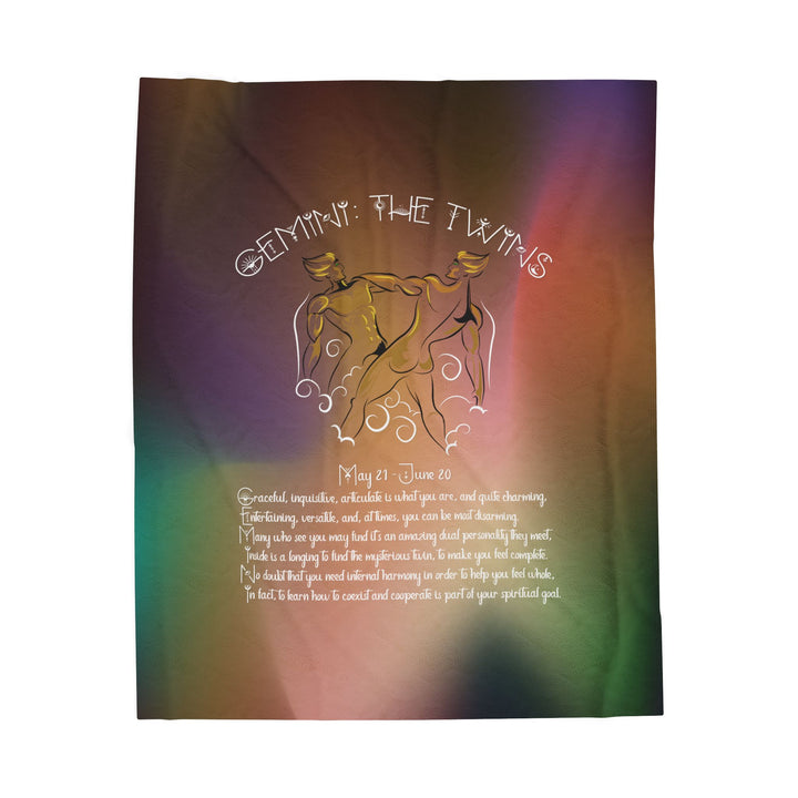 Gemini Acrostic Poem Velveteen Plush Blanket - Colored