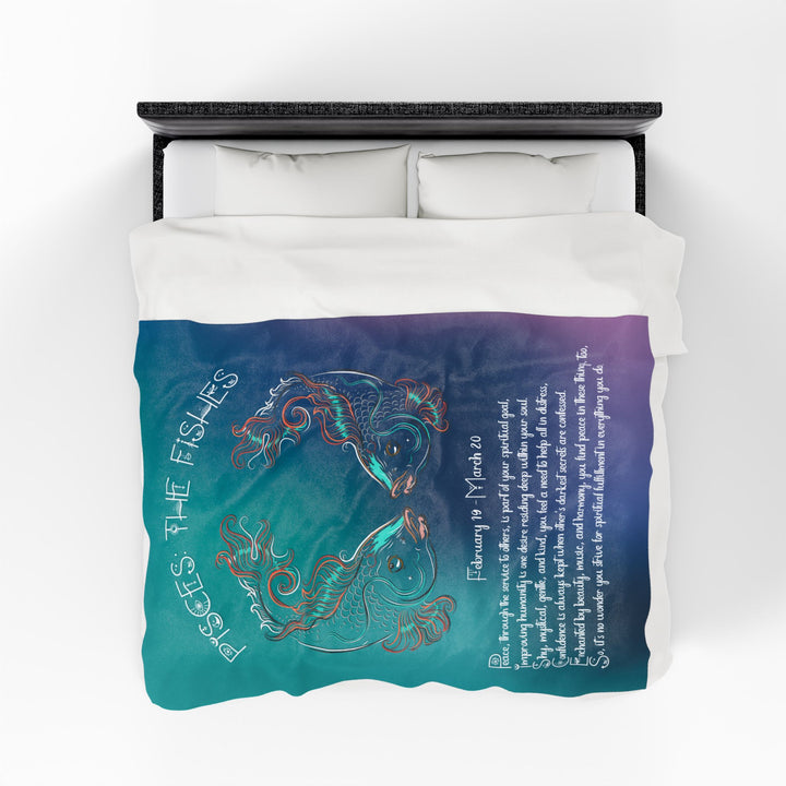 Pisces Acrostic Poem Velveteen Plush Blanket