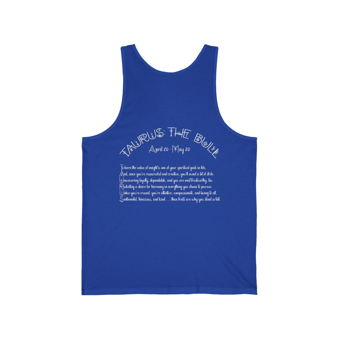 “Taurus” Unisex Acrostic Poem Jersey Tank