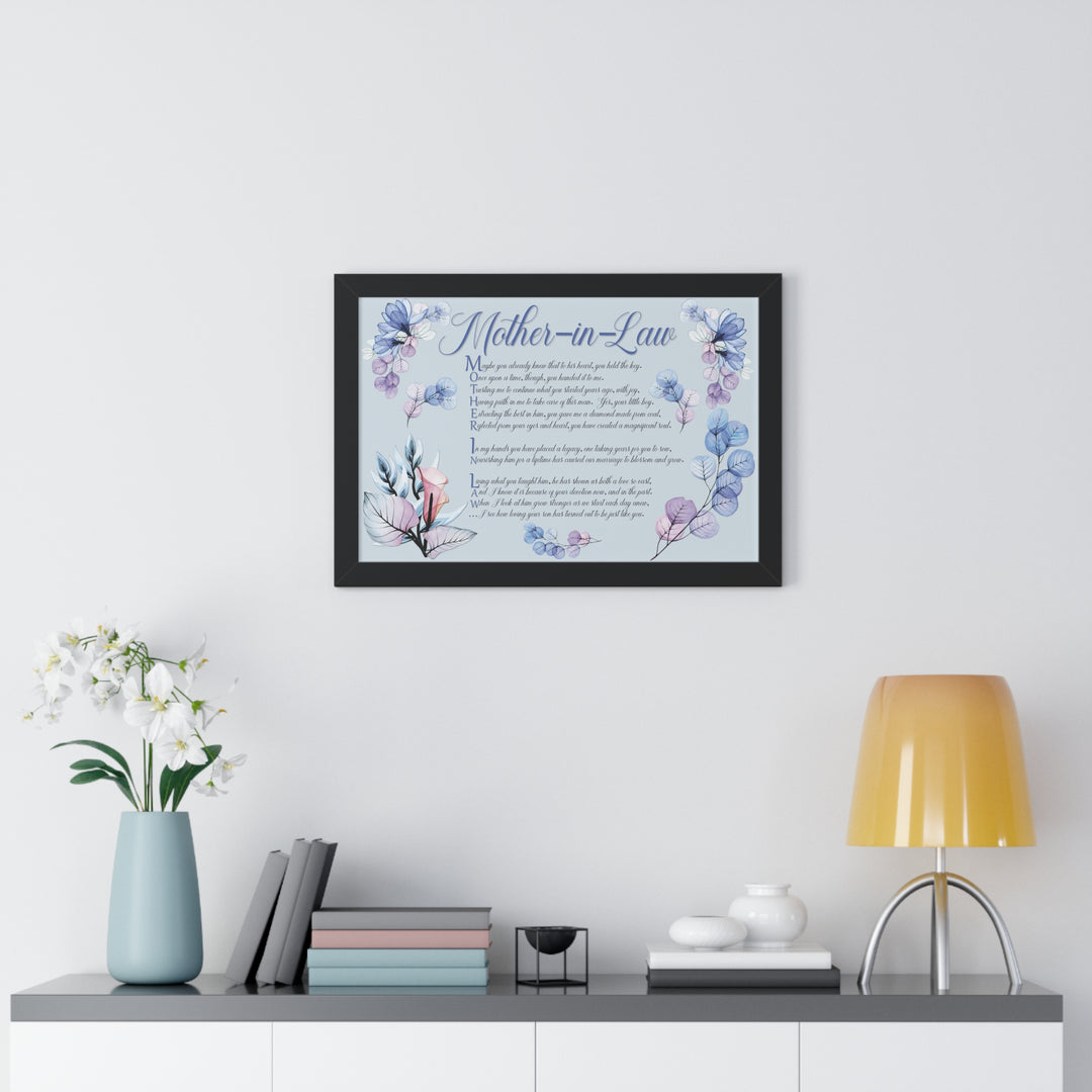 It's Just a Phrase "Mother-in-Law" Framed Horizontal Acrostic Poem Print- Floral