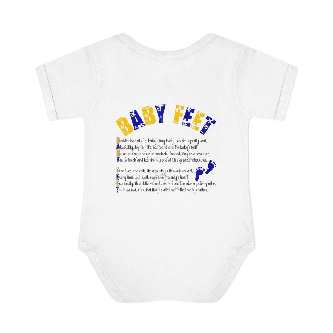 Baby Feet Acrostic Poem Baby Bodysuit - Blue Footprints