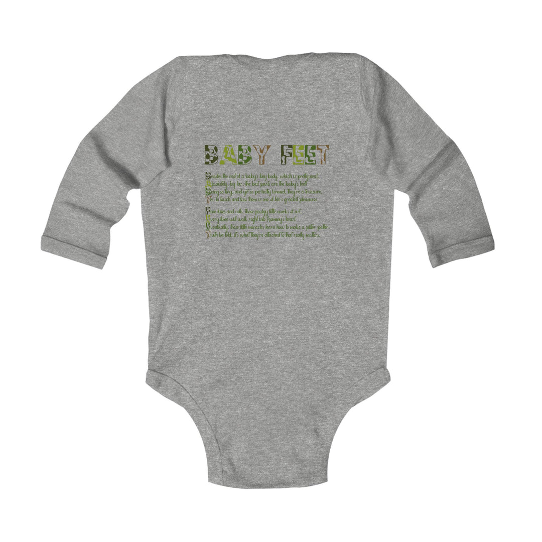 Baby Feet Acrostic Poem Infant Long Sleeve Bodysuit - Camo - No Personalization