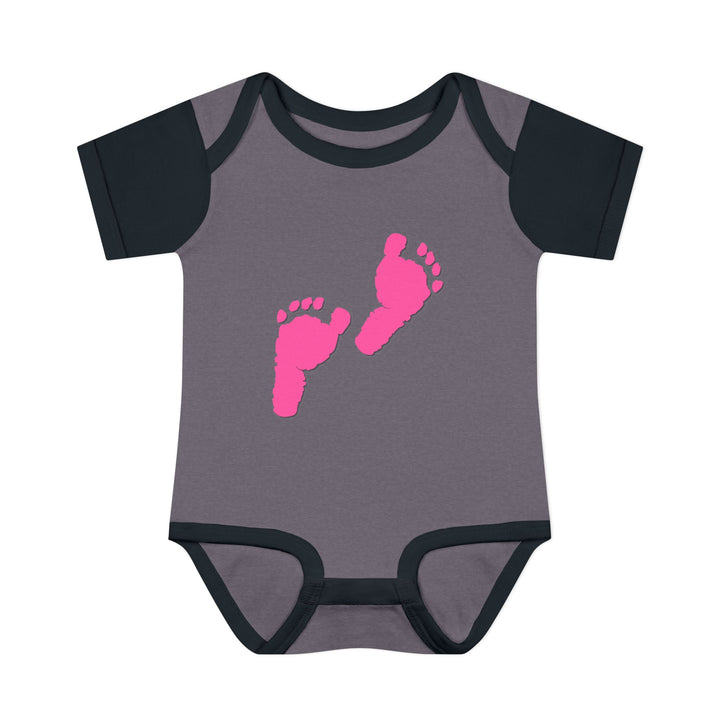Baby Steps "Baby Feet" Acrostic Poem Bodysuit - Pink Footprints
