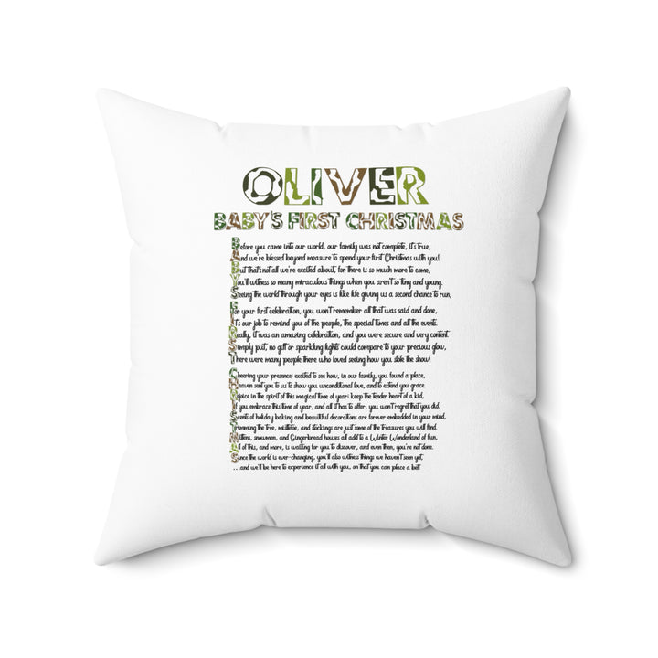 "Baby's First Christmas" Acrostic Poem Pillow - Camo Elf - Personalized