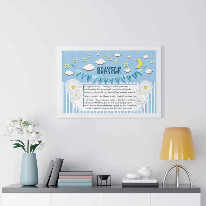Baby Steps "It's a Boy" Framed Print Collection - Blue Stripes - Personalized