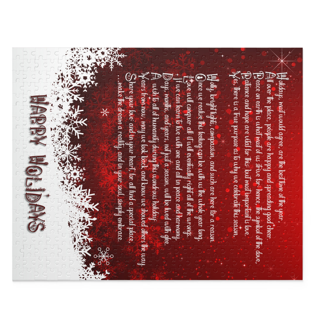 Happy Holidays Acrostic Poem Puzzle - Fun Red