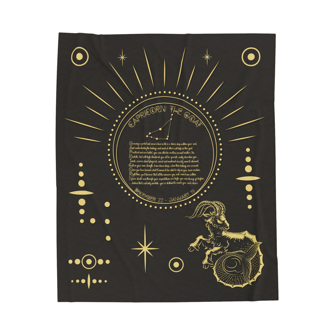 Written in the Stars Velveteen plush blanket with acrostic poem spelling out "Capricorn"