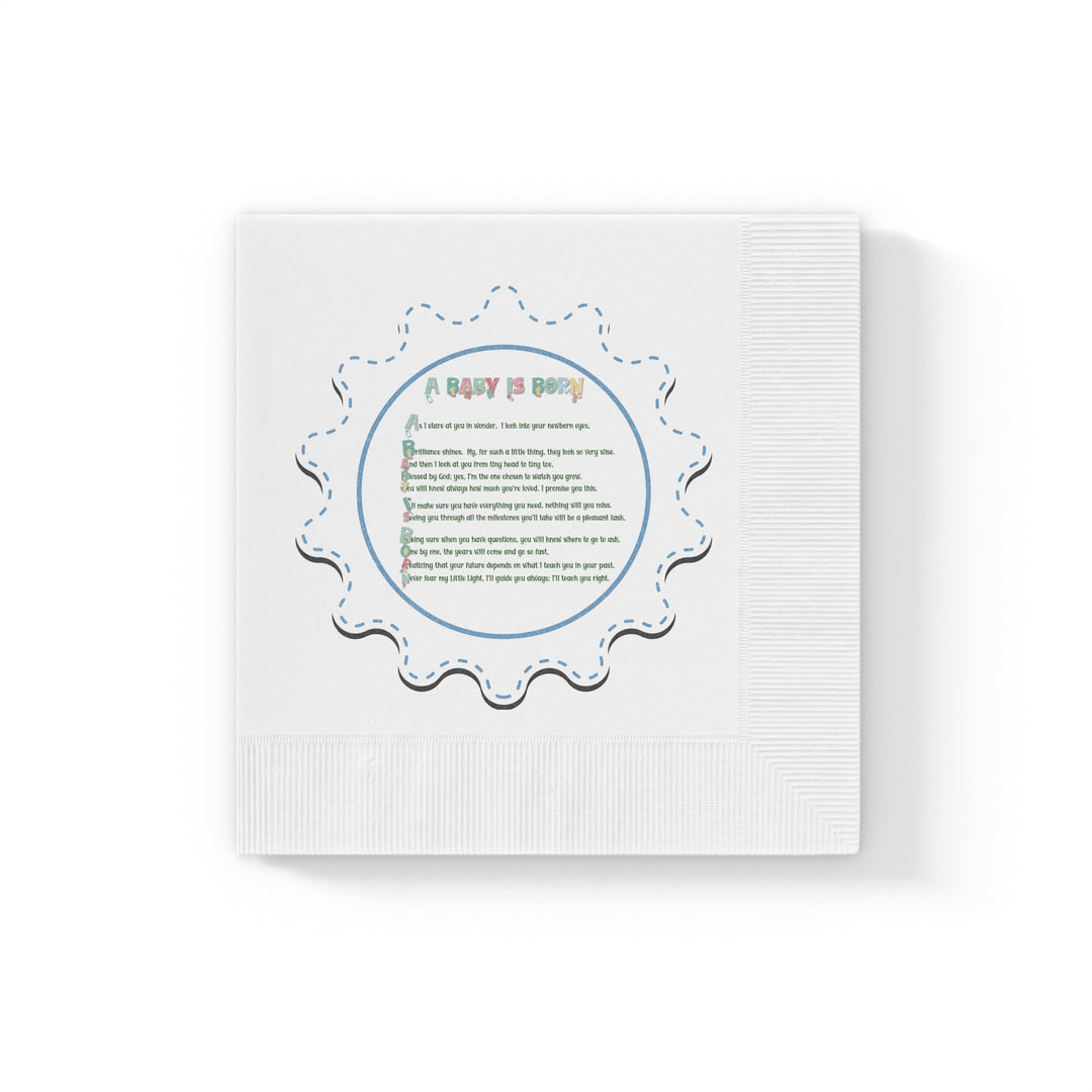 A Baby is Born Baby Shower Coined Napkins - No Personalization