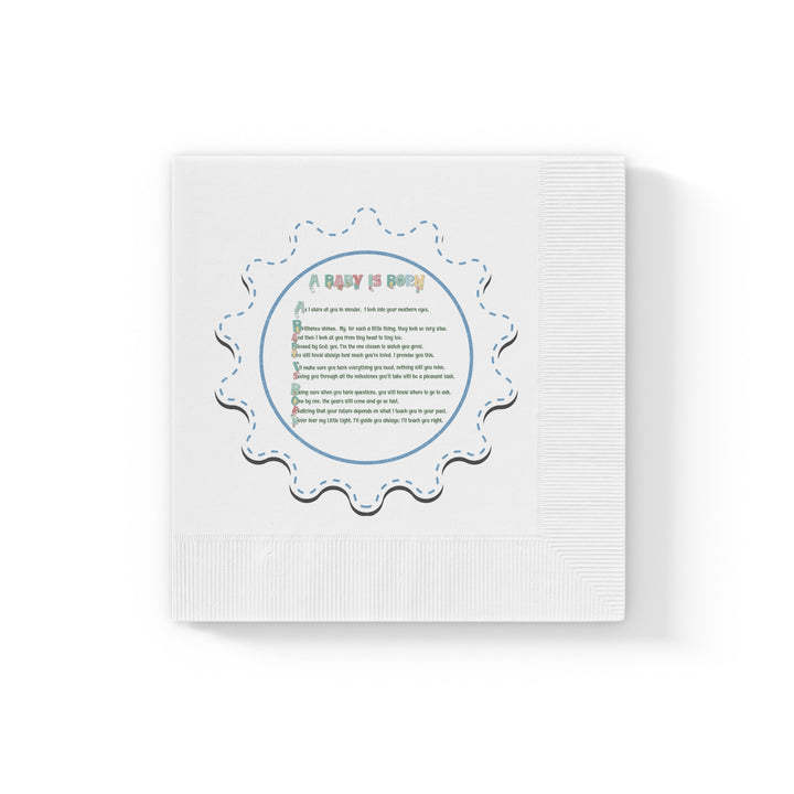 A Baby is Born Baby Shower Coined Napkins - No Personalization