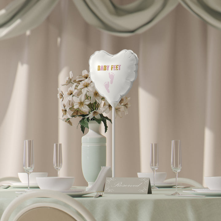 6” “Baby Feet" Heart-Shaped Baby Shower Balloons