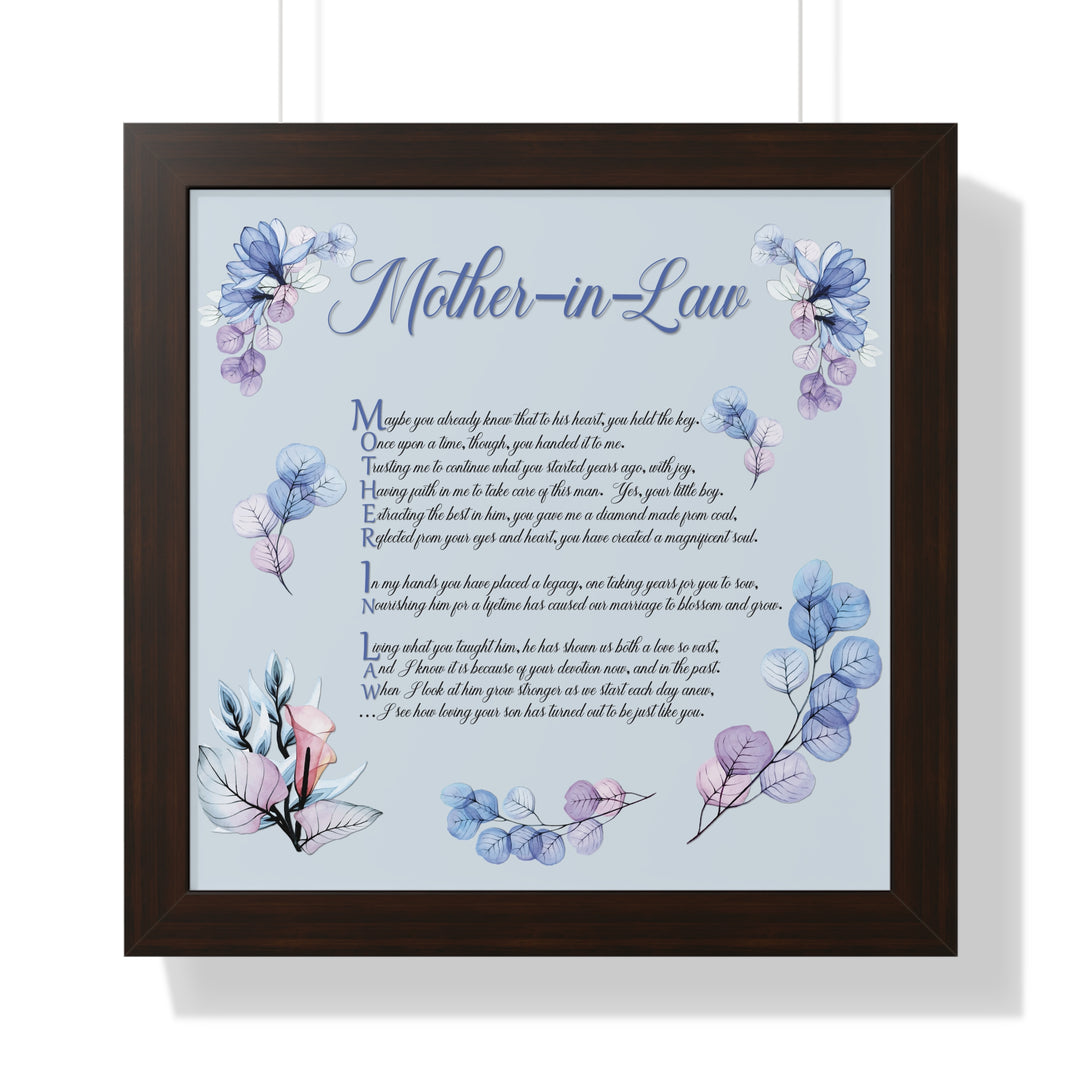 Framed Print - Acrostic Poem "Mother-in-Law" Floral Design