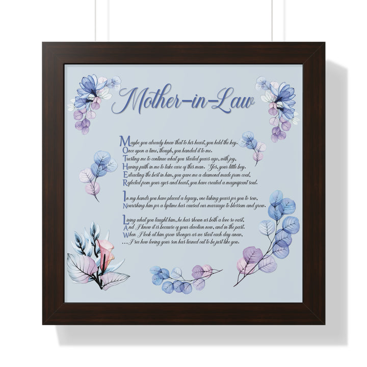 Framed Print - Acrostic Poem "Mother-in-Law" Floral Design
