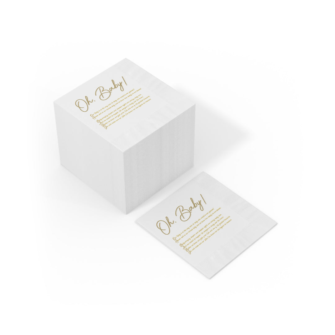 "Oh, Baby!" White Coined Napkins Baby Shower Napkins - No Personalization