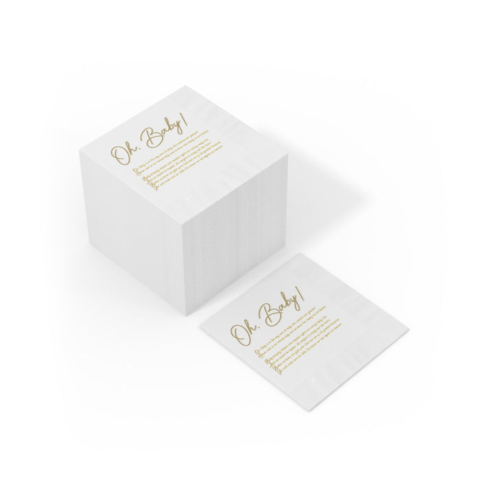 "Oh, Baby!" White Coined Napkins Baby Shower Napkins - No Personalization