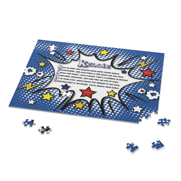 Namesakes Personalized Acrostic Name Poem Jigsaw Puzzle - Comic Blue