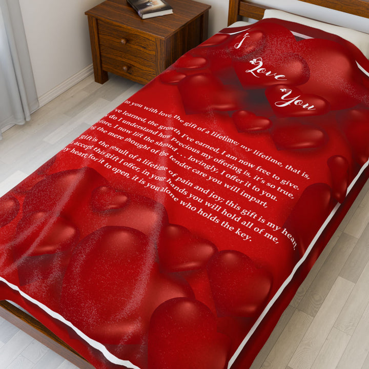 I Love You Acrostic Poem Velveteen Plush Blanket - Red