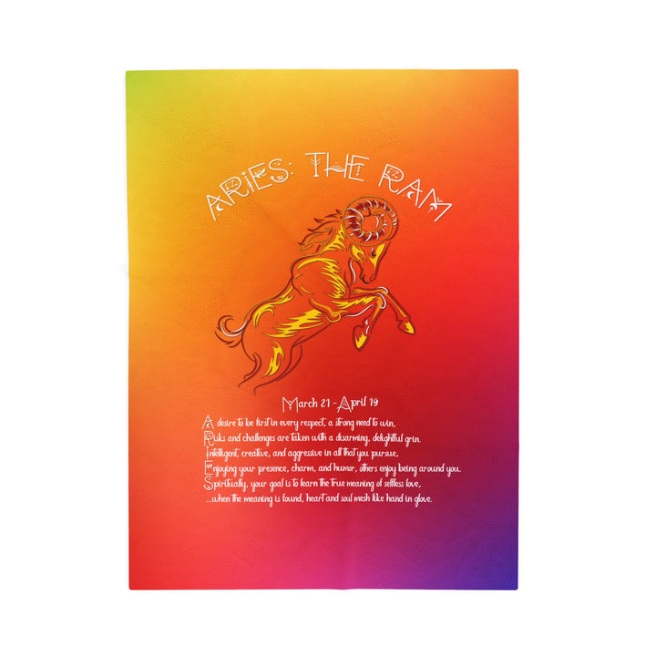 Aries Acrostic Poem Velveteen Plush Blanket - Colored