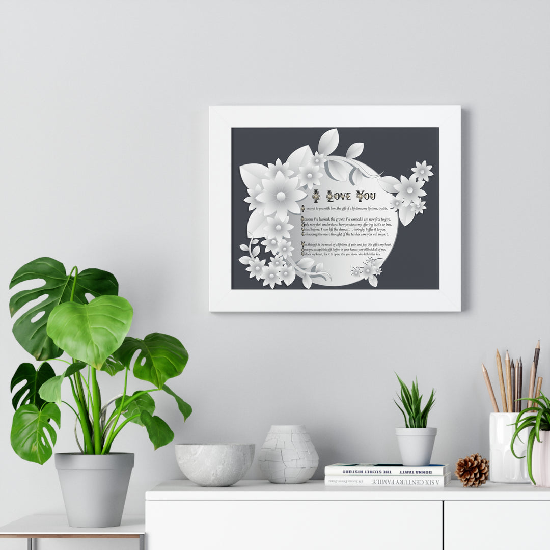 It's Just a Phrase "I Love You" Framed Acrostic Poem Print- Floral