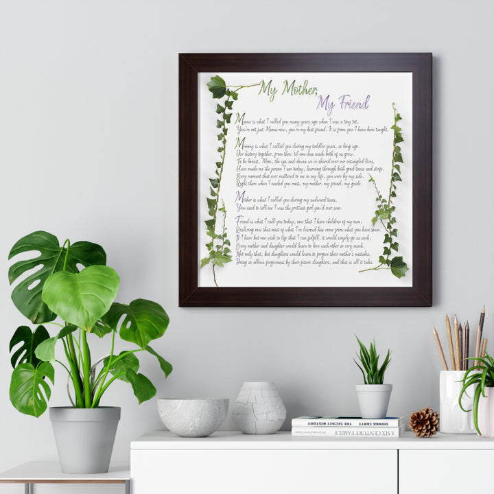 It's Just a Phrase "My Mother, My Friend" Framed Acrostic Poem Print