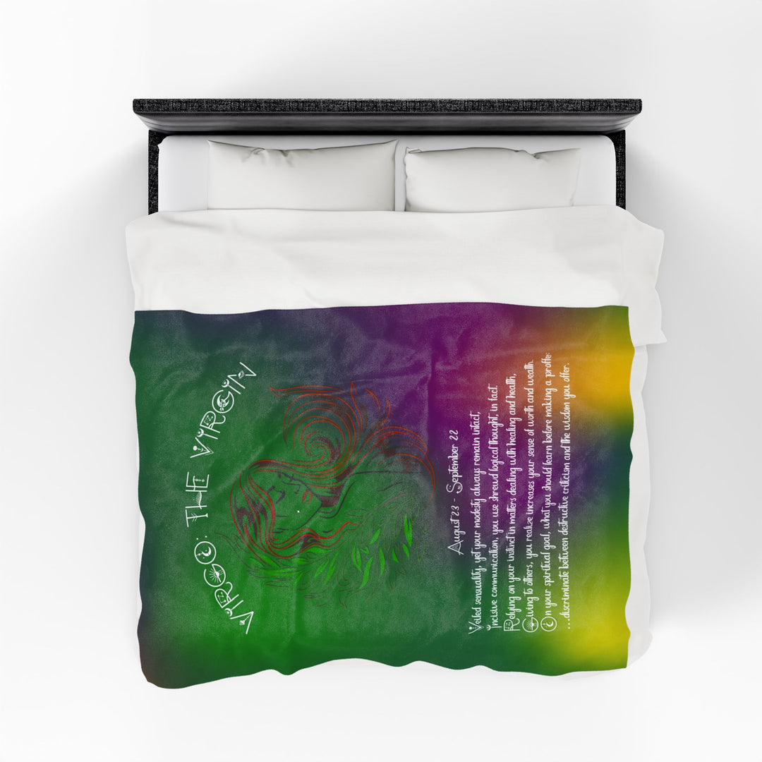 Virgo Acrostic Poem Velveteen Plush Blanket - Colored
