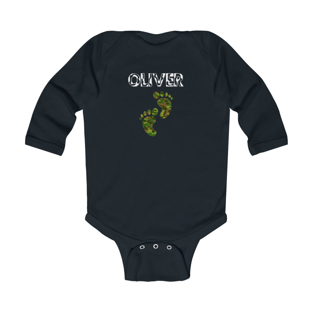 Baby Feet Acrostic Poem Infant Long Sleeve Bodysuit - Camo - Personalized