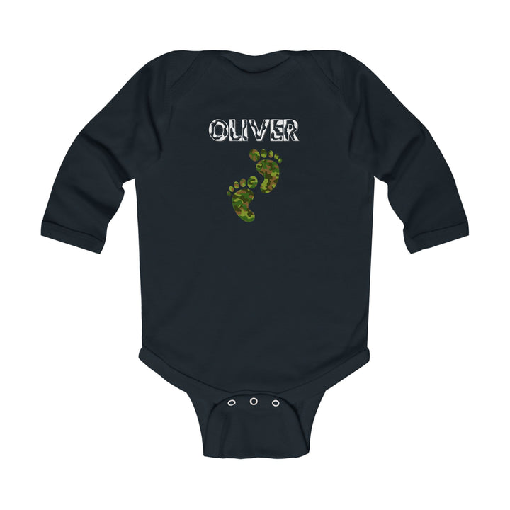 Baby Feet Acrostic Poem Infant Long Sleeve Bodysuit - Camo - Personalized