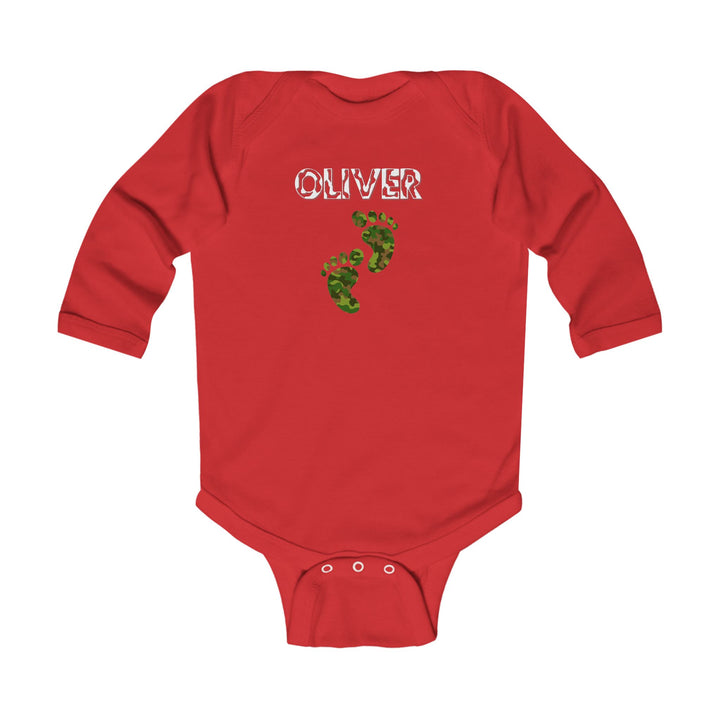 Baby Feet Acrostic Poem Infant Long Sleeve Bodysuit - Camo - Personalized