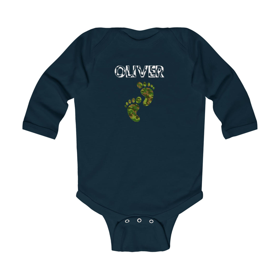 Baby Feet Acrostic Poem Infant Long Sleeve Bodysuit - Camo - Personalized