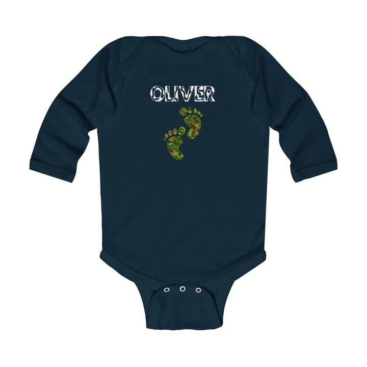 Baby Feet Acrostic Poem Infant Long Sleeve Bodysuit - Camo - Personalized