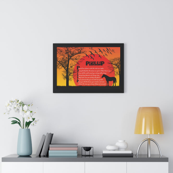Namesakes Framed Acrostic Poem Print - Horse