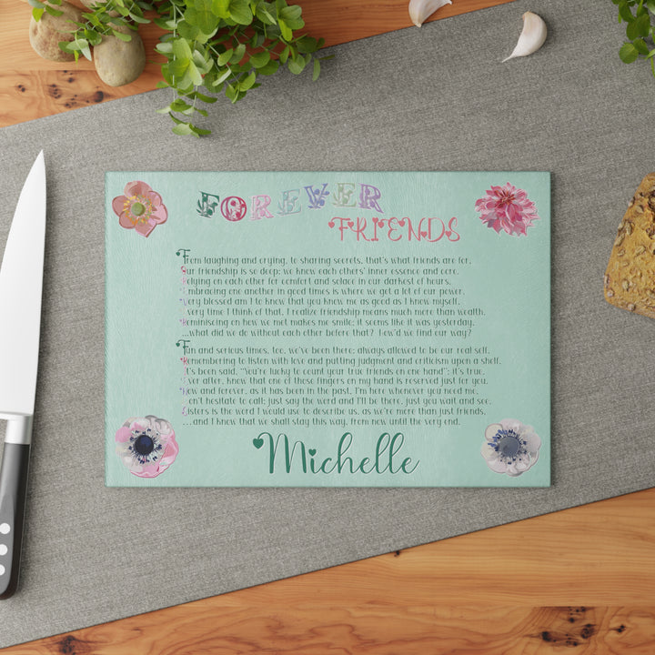 It's Just a Phrase Glass Cutting Board - "Forever Friends" - Personalized