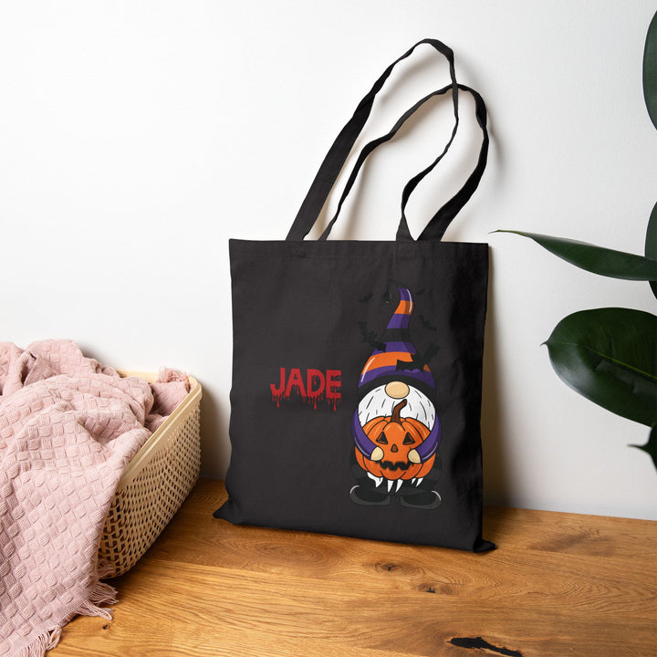 Happy Halloween Canvas Candy Tote Bag - Gnome- Personalized