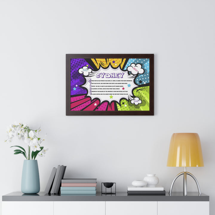 Namesakes Framed Acrostic Name Poem - Burst Comic-style