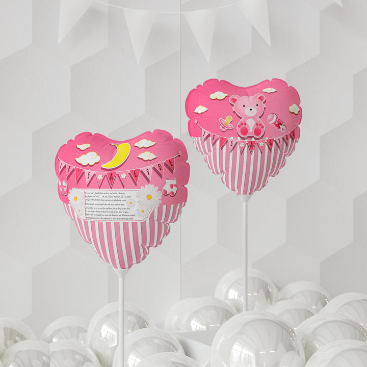 It's a Girl" 11 Acrostic Poem" Balloon - Pink-White Stripes - Personalized