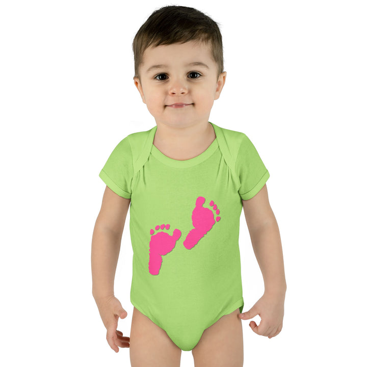 Baby Steps "Baby Feet" Acrostic Poem Bodysuit - Pink Footprints