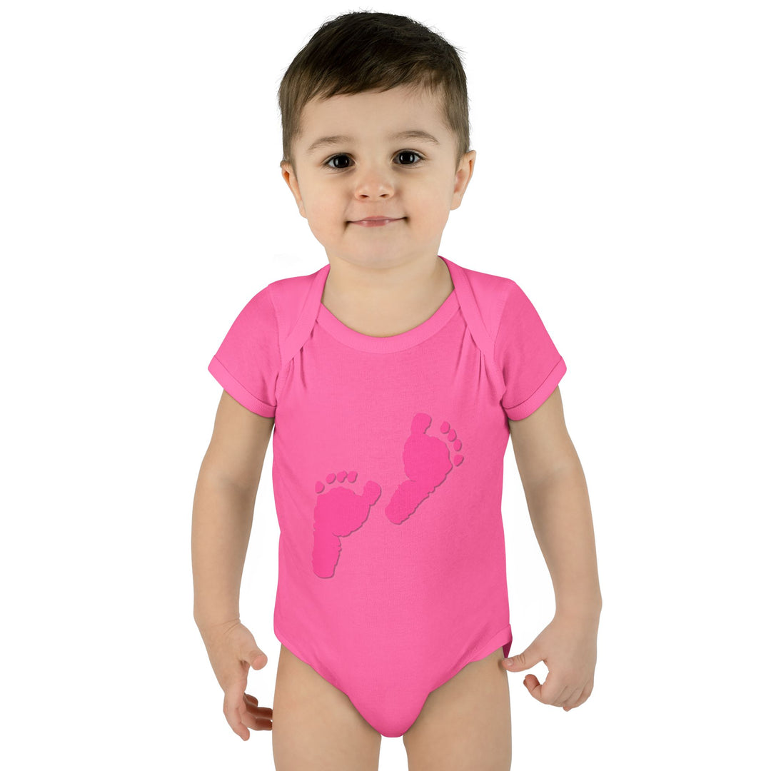 Baby Steps "Baby Feet" Acrostic Poem Bodysuit - Pink Footprints