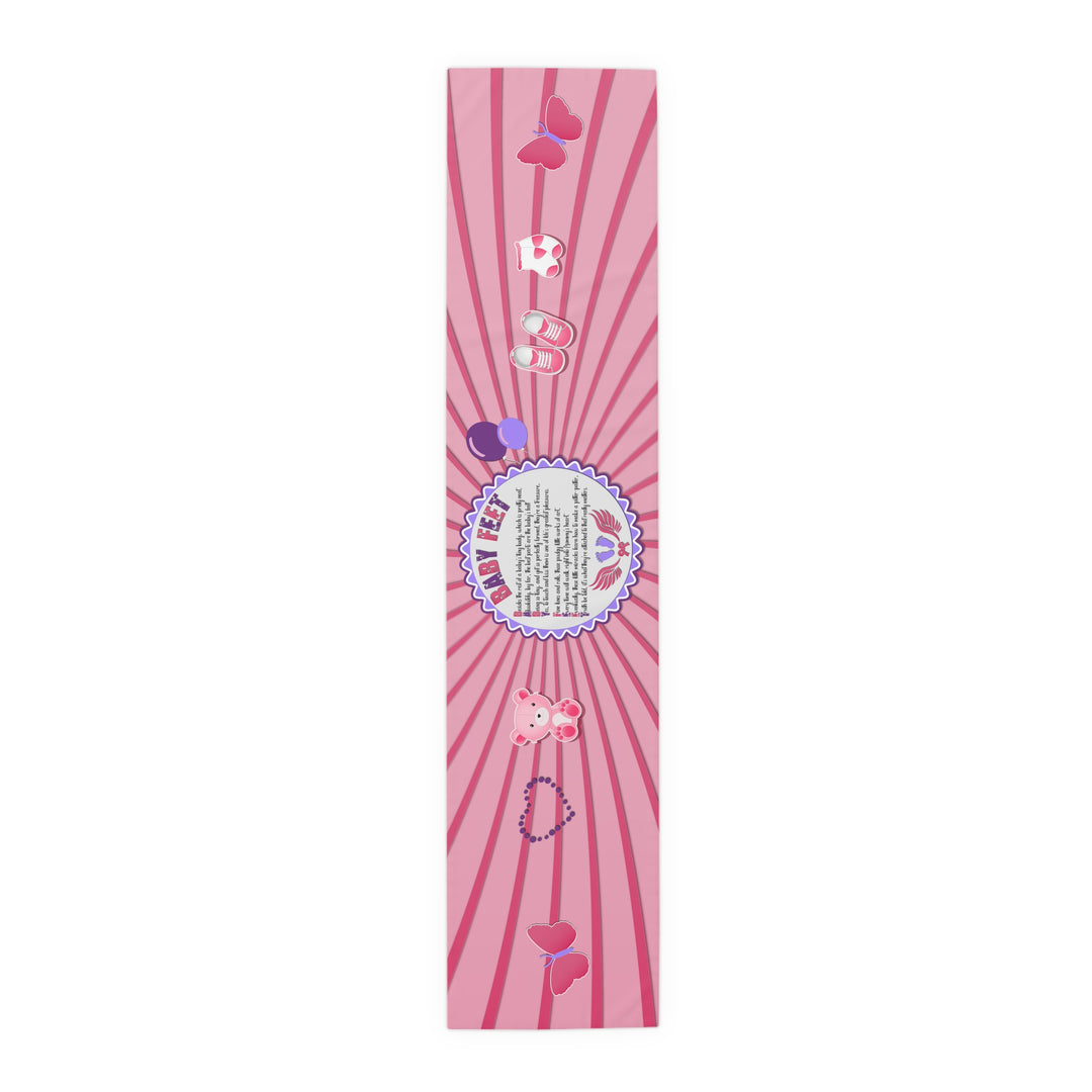 Baby Feet Acrostic Poem Table Runner - Pink-Wings